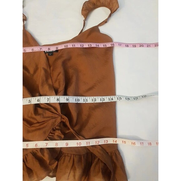 Express Womens Blouse Sz Small Wrap Ruffle Boho Cottagecore Fairycore Cottage - Picture 10 of 15